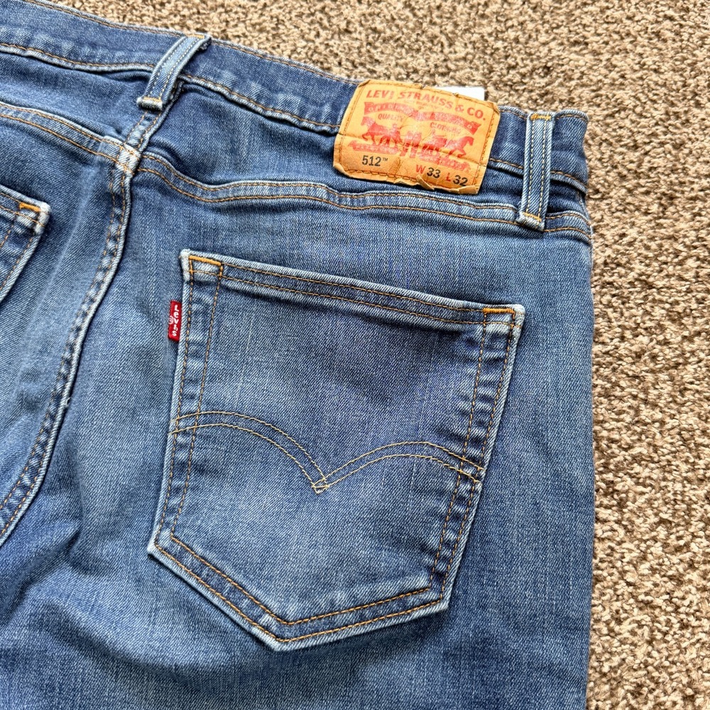 Levi's 512 Men's Jeans 33x30 Slim Fit Taper Legs Stretch Denim Blue